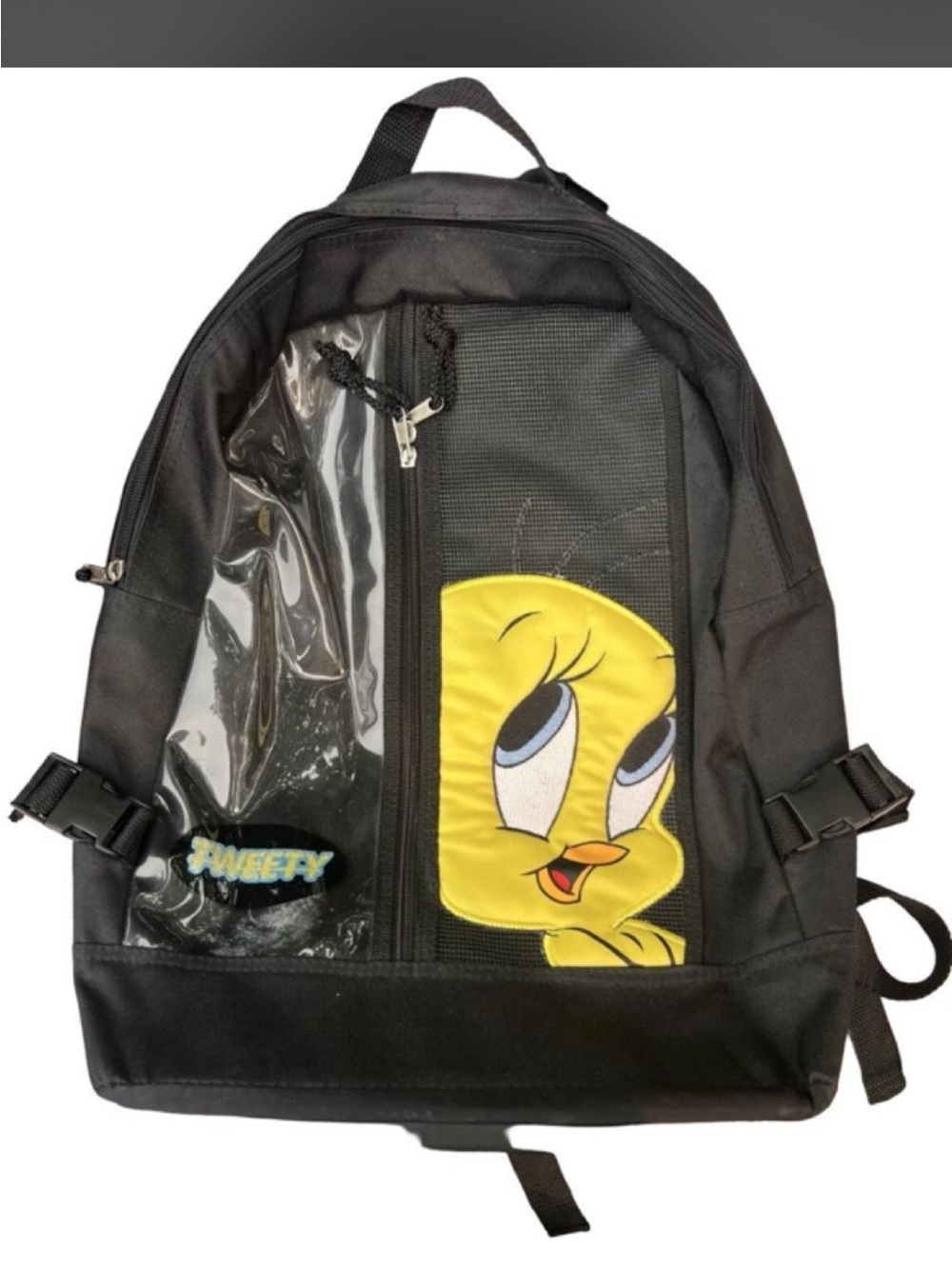 Vtg Looney Tunes Black Backpack/luggage with roller (Yellow Tweety Graphic)